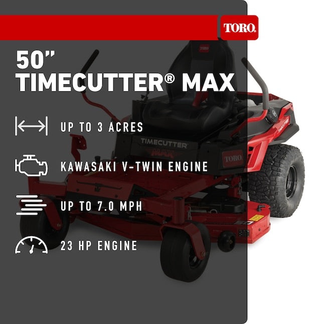 Toro TimeCutter 50" Zero-Turn Mower | 23HP Kawasaki V-Twin | IronForged Deck