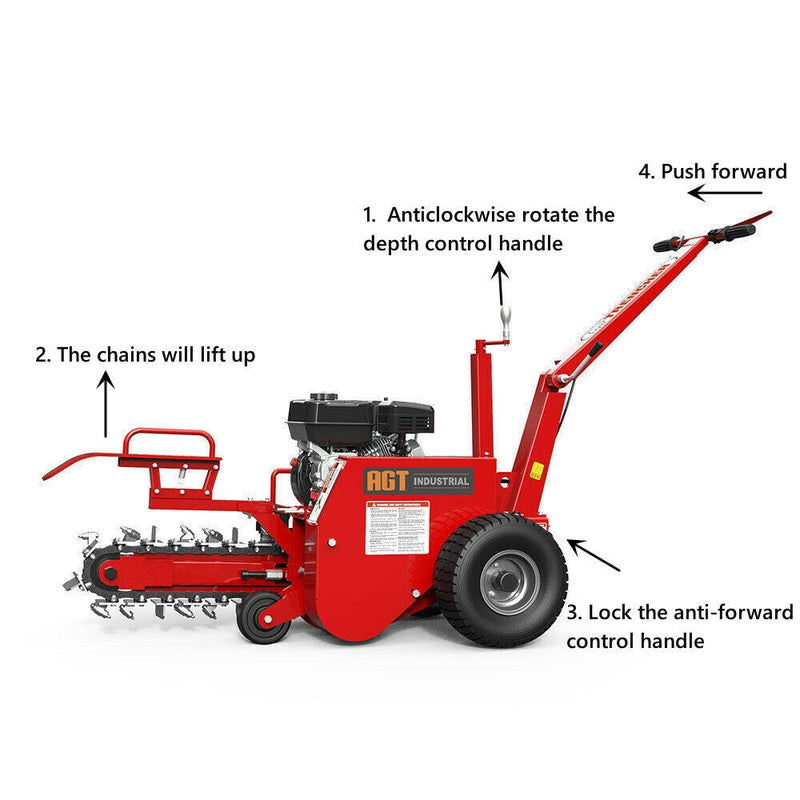 AGT TCR650 Walk Behind Trencher | 6.5HP Gas Powered Chain Trencher